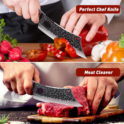 Damascus Chef Knife Set - Japanese Nakiri Utility Paring Knives Sharp Gyuto Meat Cleaver for Home Kitchen Gift Idea
