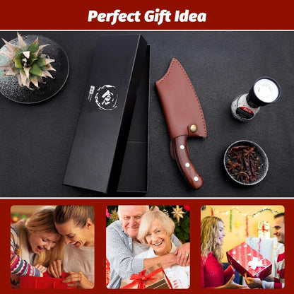 Damascus Chef Knife Set - Japanese Nakiri Utility Paring Knives Sharp Gyuto Meat Cleaver for Home Kitchen Gift Idea