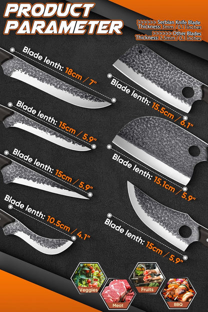 Damascus Chef Knife Set - Japanese Nakiri Utility Paring Knives Sharp Gyuto Meat Cleaver for Home Kitchen Gift Idea