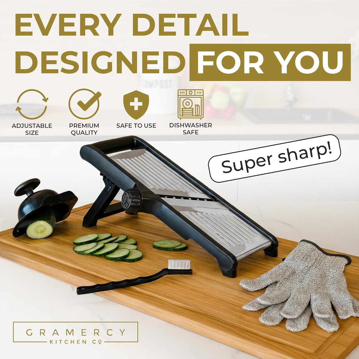 Gramercy Mandoline Food Slicer With 12 Slice Settings, LITE Edition