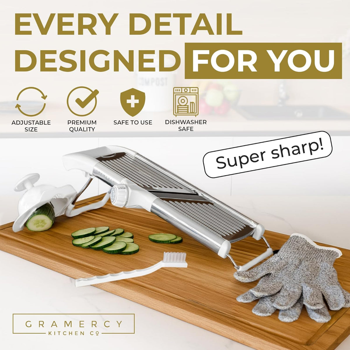 Gramercy Mandoline Food Slicer With 12 Slice Settings, LITE Edition
