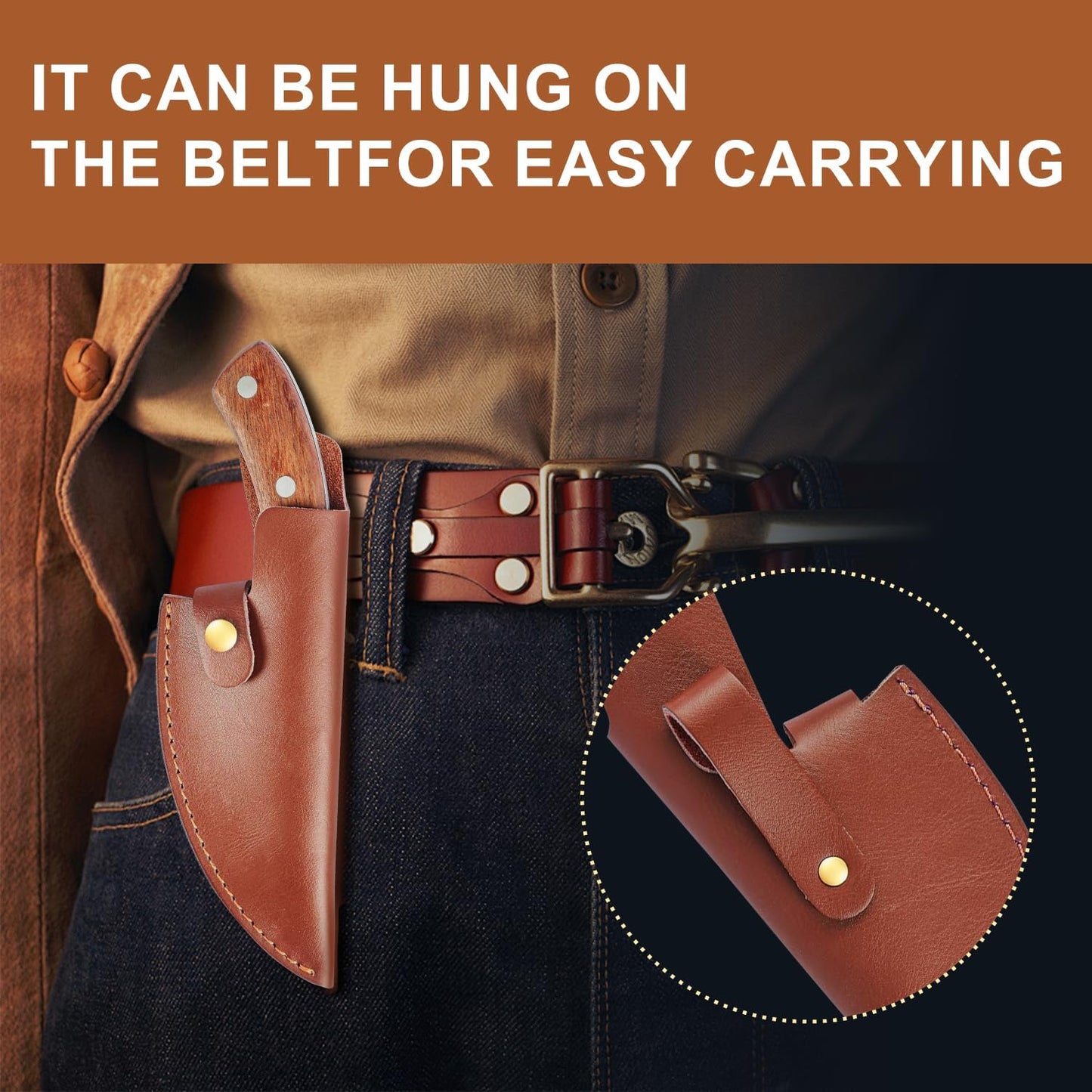 2Pcs Leather Knife Sheath, PU Leather Knives Edge Guards for 6 Inch Boning Knife Leather Knives Scabbard Cleaver Blade Protector with Belt Loop Good for Protect Fixed Blade & Carry Out