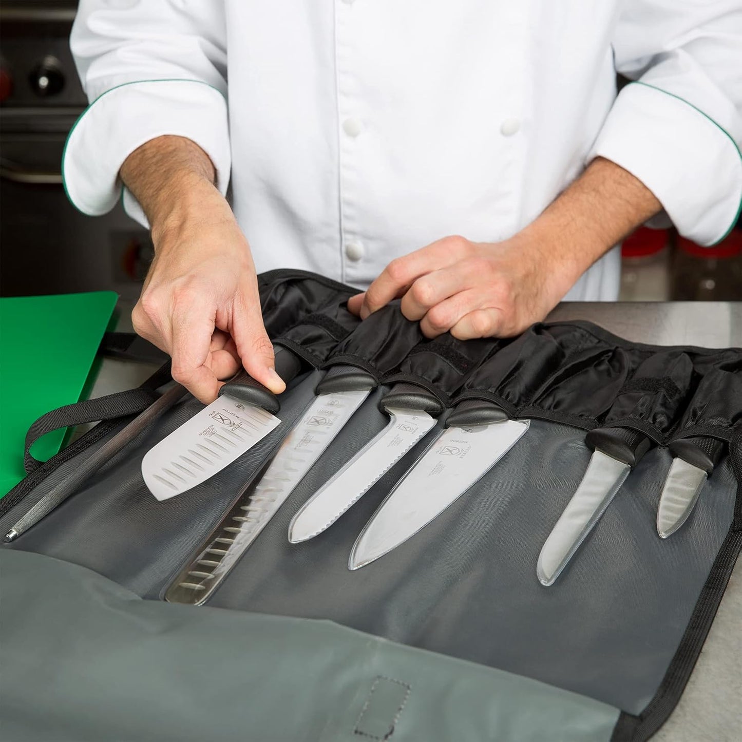 Millennia 8-Piece Knife Roll Set, Black Handles