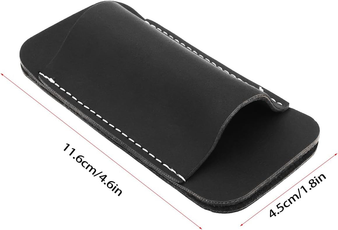 1Pc EDC Belt Organizer Knife-s Sheath Folding Knife-s Horizontal Leather Holder for Belts 2 inches and Below Black(11.6x4.5cm)