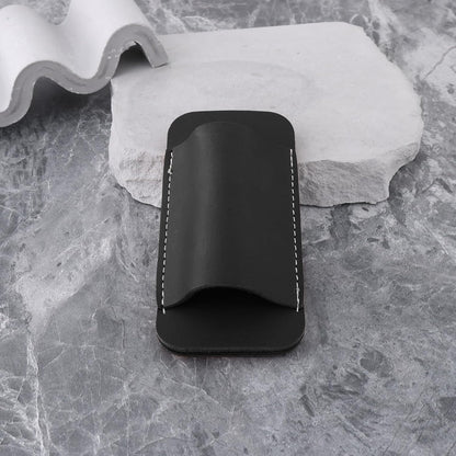 1Pc EDC Belt Organizer Knife-s Sheath Folding Knife-s Horizontal Leather Holder for Belts 2 inches and Below Black(11.6x4.5cm)