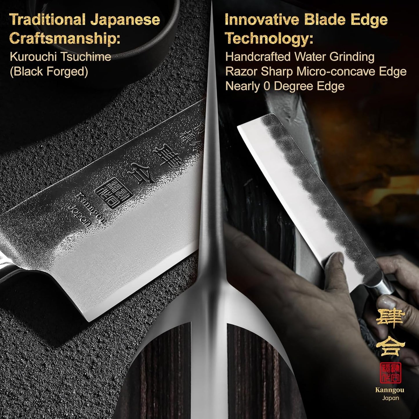 7 Inch Nakiri Knife, Black Forged Japanese Cleaver Knife Chefs Knife with High Carbon Stainless Steel, Japanese Nakiri Knife with Full Tang Pakkawood Handle, Christmas Gift with Premium Box