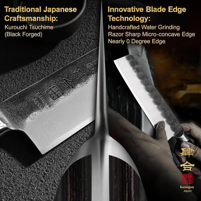 7 Inch Nakiri Knife, Black Forged Japanese Cleaver Knife Chefs Knife with High Carbon Stainless Steel, Japanese Nakiri Knife with Full Tang Pakkawood Handle, Christmas Gift with Premium Box