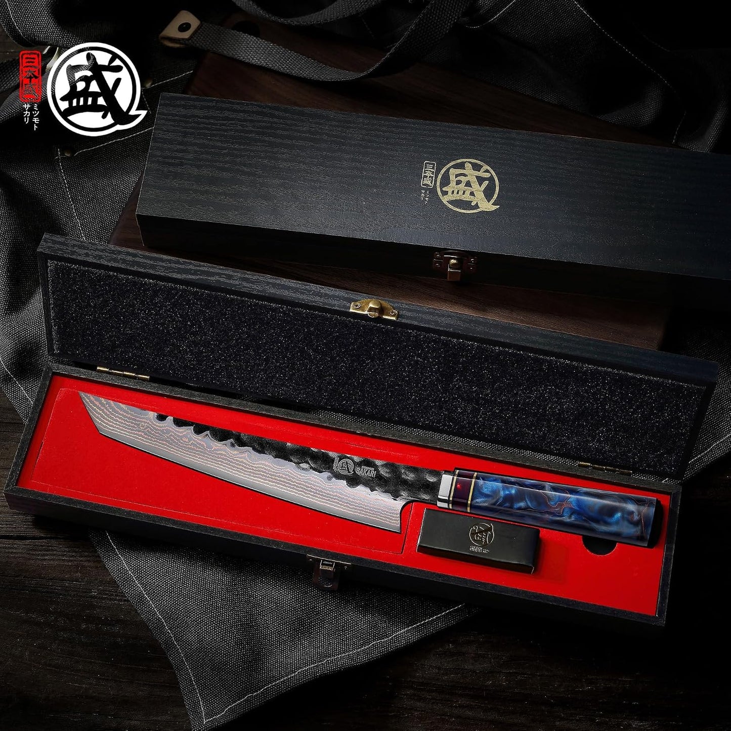 8" Kiritsuke Knife, VG-10 Damascus, Hand-Forged | 67-Layer Copper-Composite Damascus, 2.3mm Thin Blade for Smooth Cuts, Starry Resin Handle, Sashimi & Precision Prep
