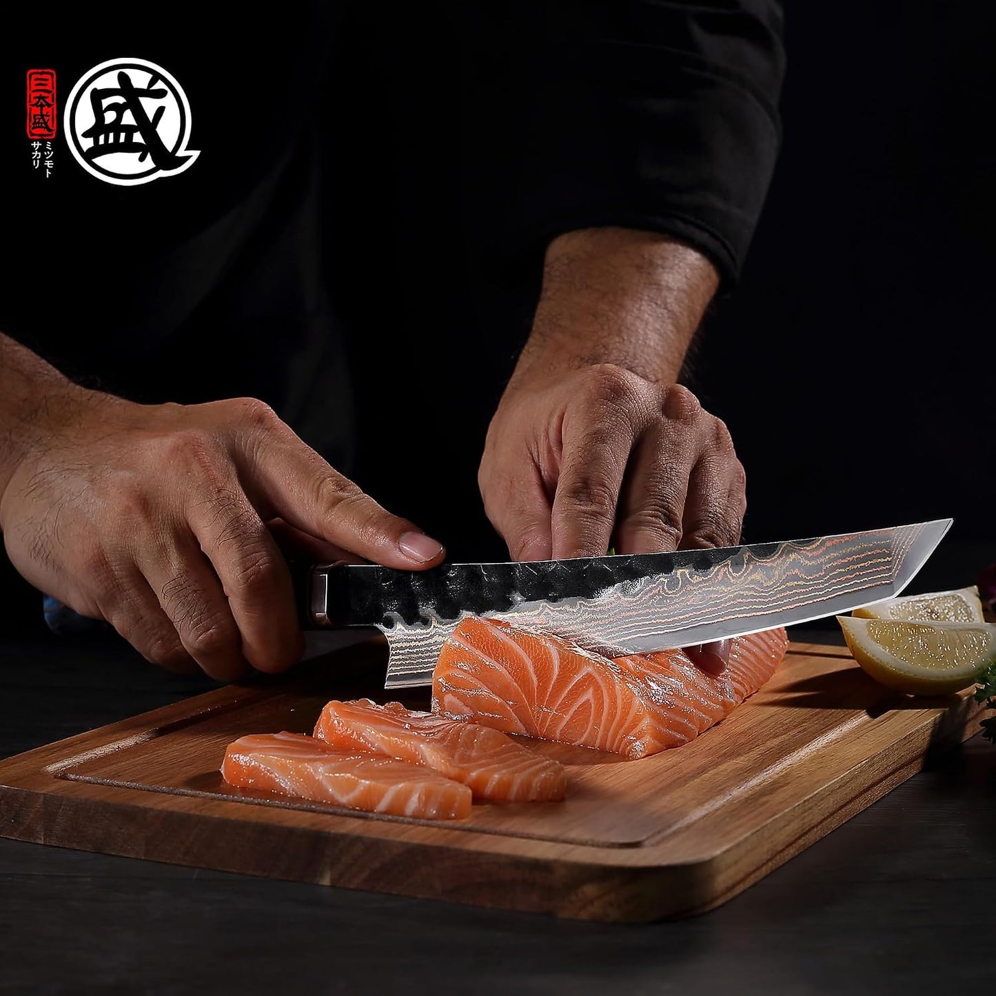 8" Kiritsuke Knife, VG-10 Damascus, Hand-Forged | 67-Layer Copper-Composite Damascus, 2.3mm Thin Blade for Smooth Cuts, Starry Resin Handle, Sashimi & Precision Prep