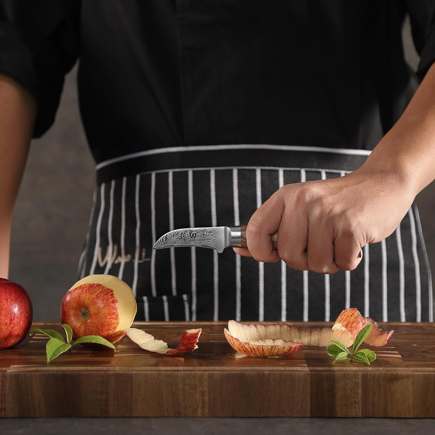 EDIB Pro Peeling Knife, 2.4" VG10 Damascus Blade, Pakkawood Handle | Peeling chef knife for apples, potatoes, citrus and tourné cuts, with close in-hand control for delicate shaping and trimming