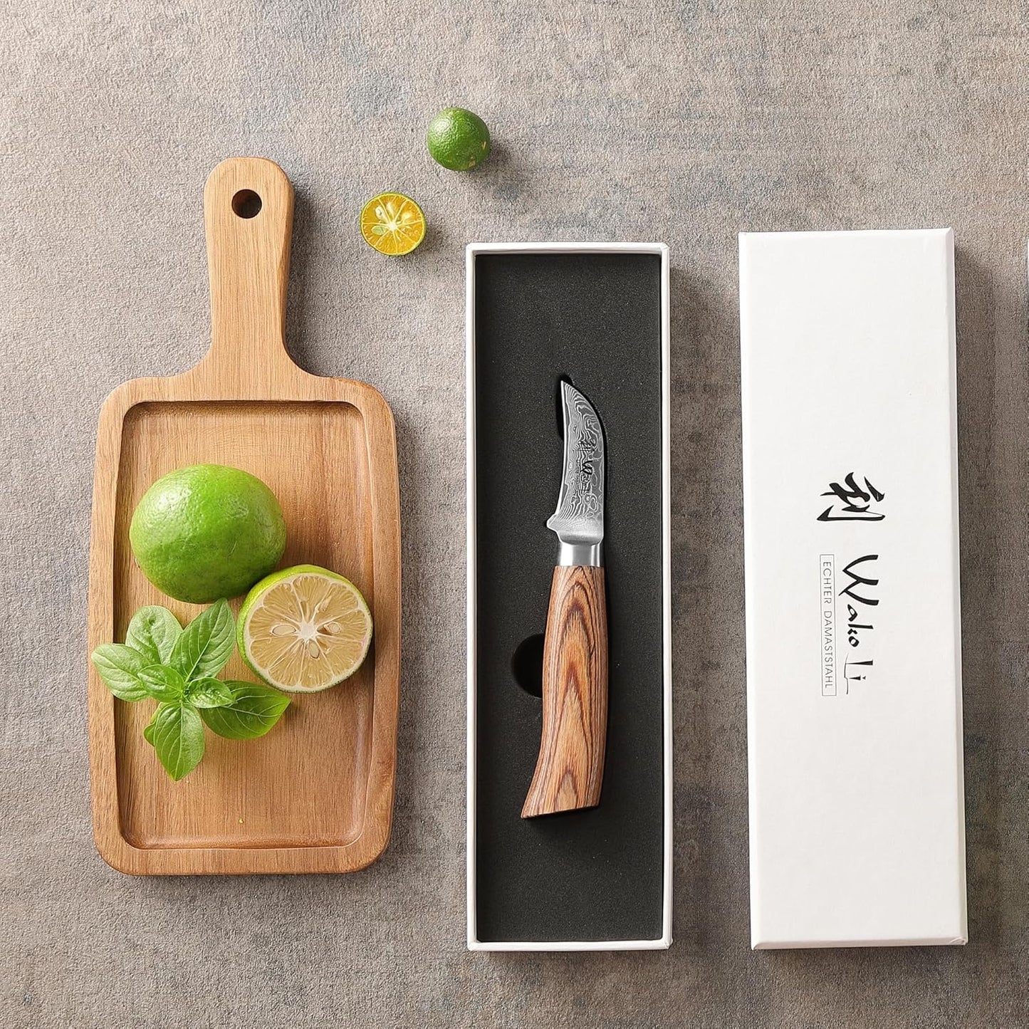 EDIB Pro Peeling Knife, 2.4" VG10 Damascus Blade, Pakkawood Handle | Peeling chef knife for apples, potatoes, citrus and tourné cuts, with close in-hand control for delicate shaping and trimming