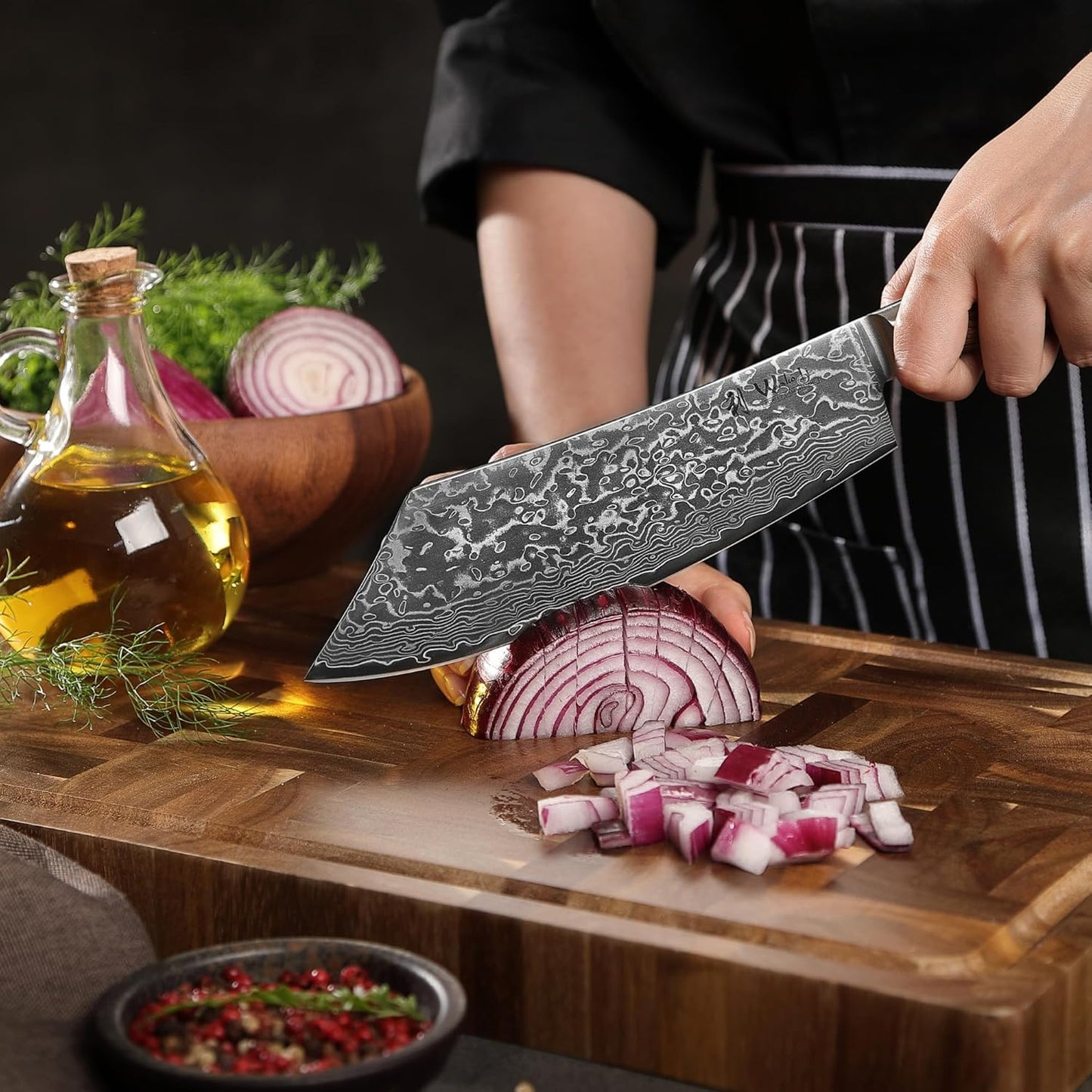 EDIB Pro Peeling Knife, 2.4" VG10 Damascus Blade, Pakkawood Handle | Peeling chef knife for apples, potatoes, citrus and tourné cuts, with close in-hand control for delicate shaping and trimming
