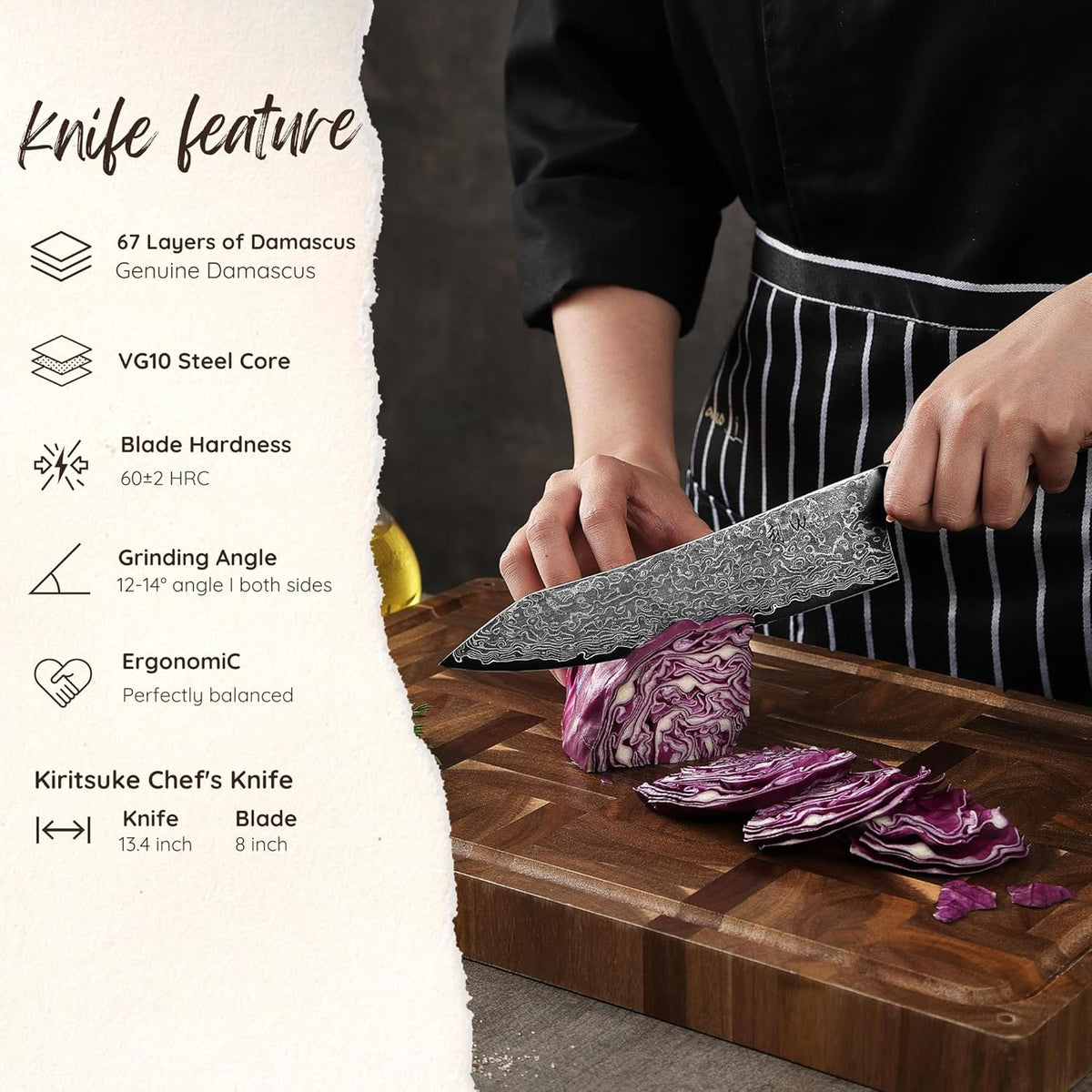 EDIB Pro Peeling Knife, 2.4" VG10 Damascus Blade, Pakkawood Handle | Peeling chef knife for apples, potatoes, citrus and tourné cuts, with close in-hand control for delicate shaping and trimming