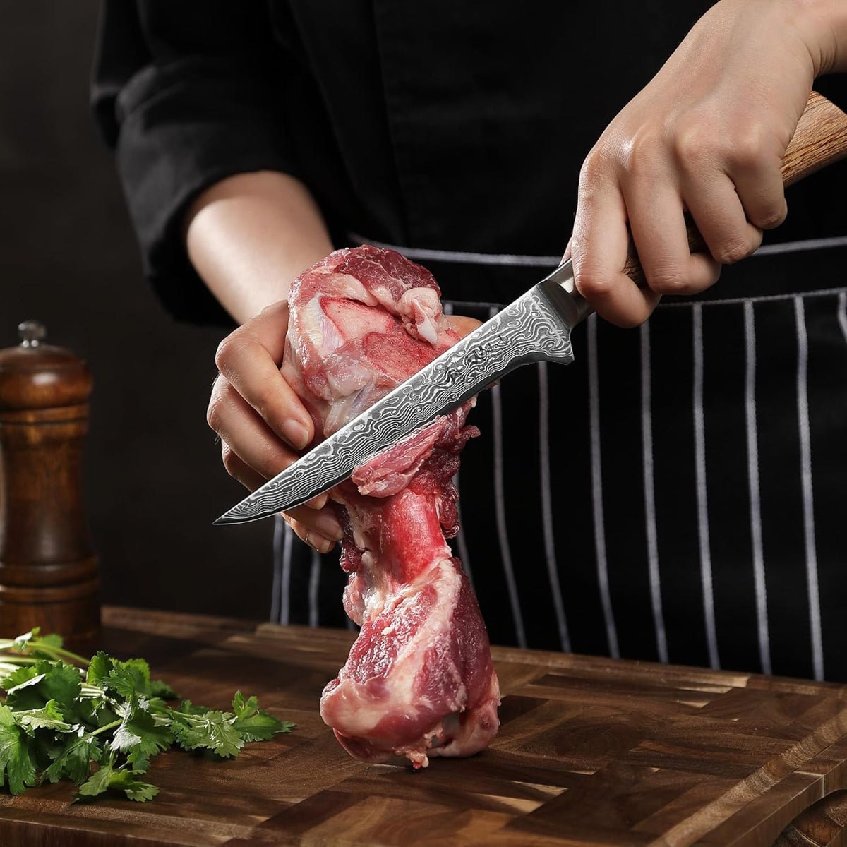 EDIB Pro Peeling Knife, 2.4" VG10 Damascus Blade, Pakkawood Handle | Peeling chef knife for apples, potatoes, citrus and tourné cuts, with close in-hand control for delicate shaping and trimming