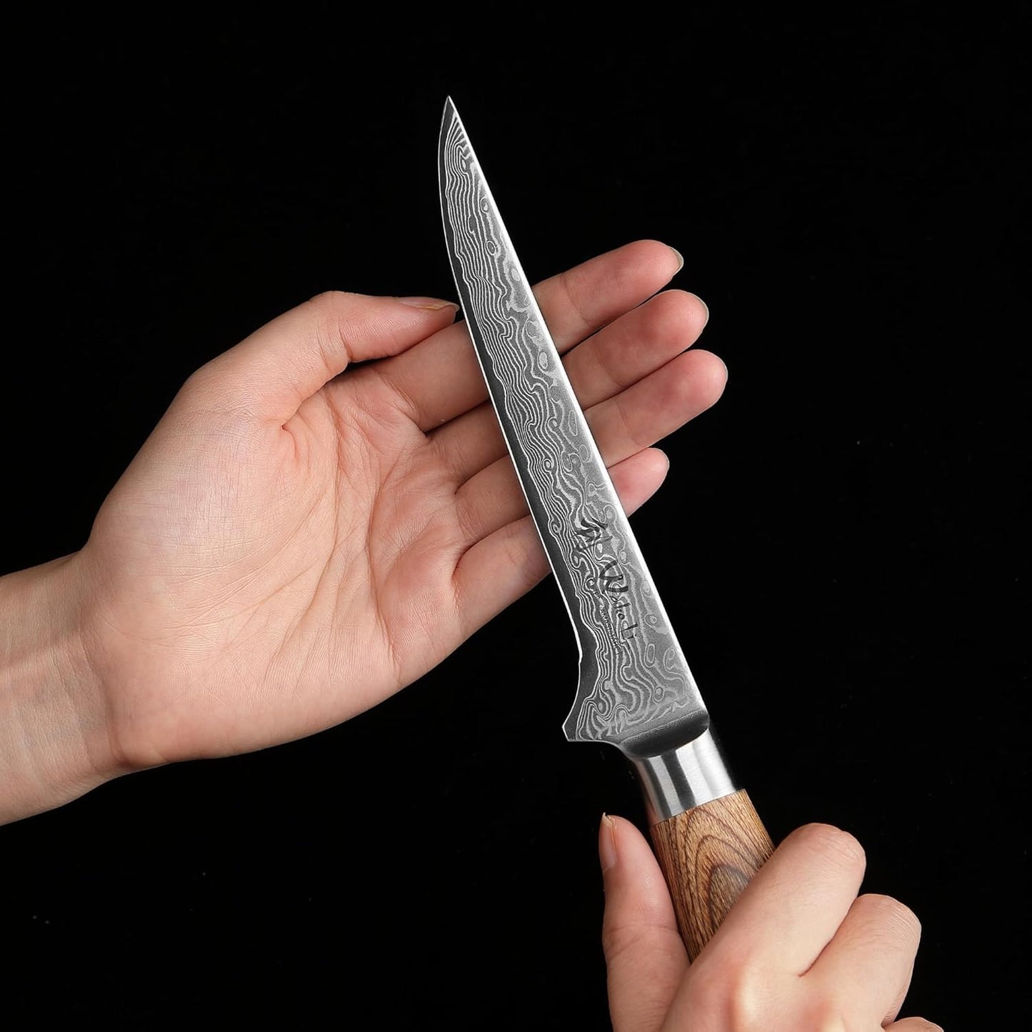 EDIB Pro Peeling Knife, 2.4" VG10 Damascus Blade, Pakkawood Handle | Peeling chef knife for apples, potatoes, citrus and tourné cuts, with close in-hand control for delicate shaping and trimming