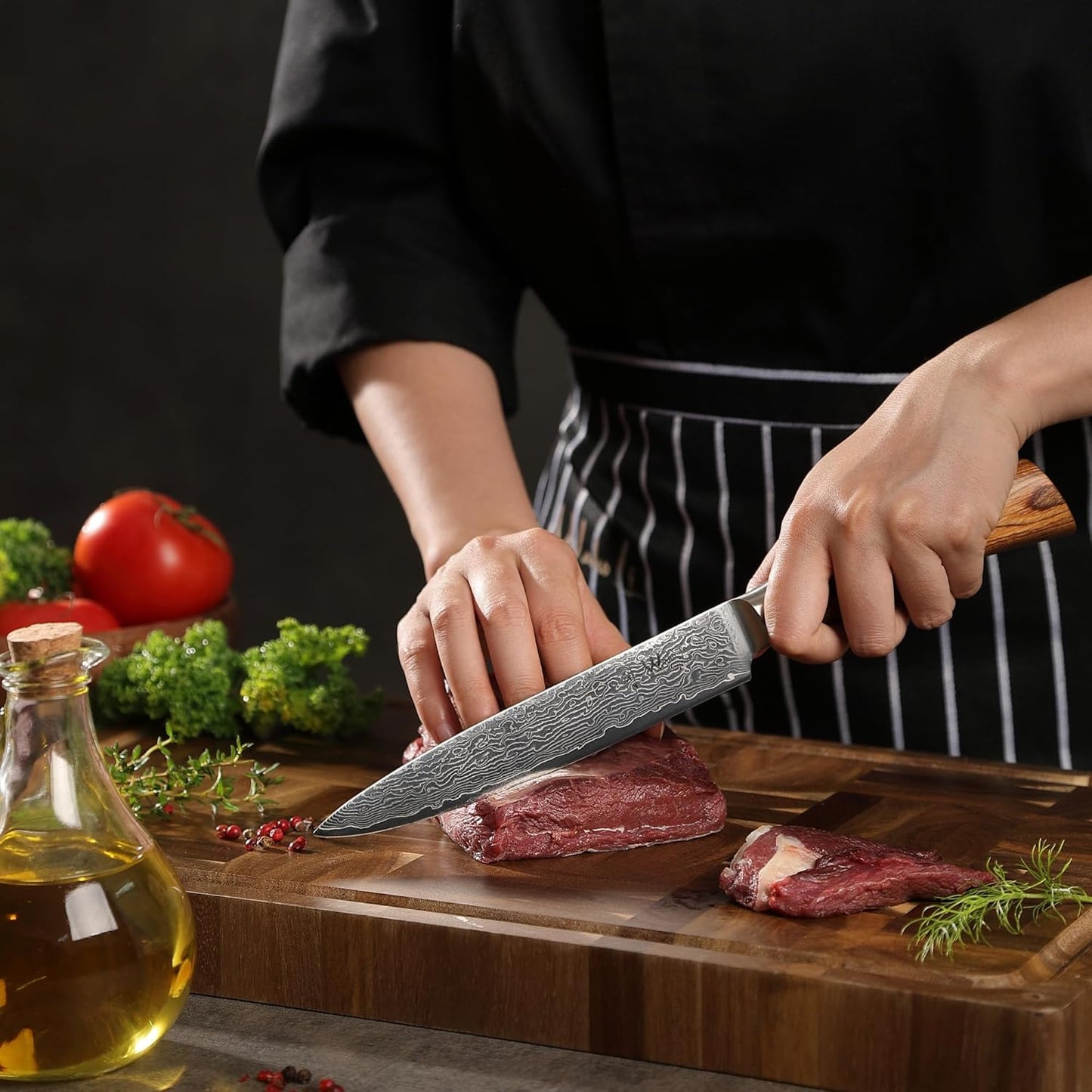 EDIB Pro Peeling Knife, 2.4" VG10 Damascus Blade, Pakkawood Handle | Peeling chef knife for apples, potatoes, citrus and tourné cuts, with close in-hand control for delicate shaping and trimming
