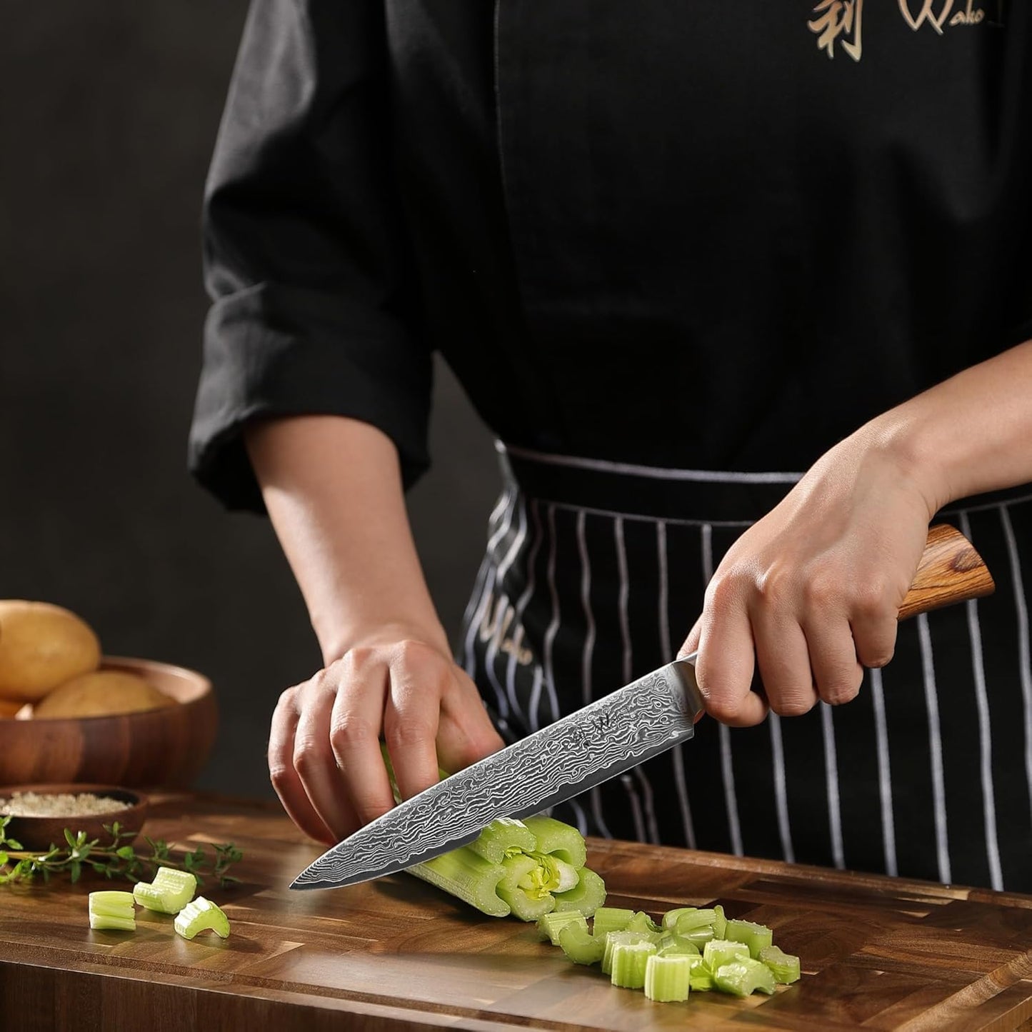 EDIB Pro Peeling Knife, 2.4" VG10 Damascus Blade, Pakkawood Handle | Peeling chef knife for apples, potatoes, citrus and tourné cuts, with close in-hand control for delicate shaping and trimming