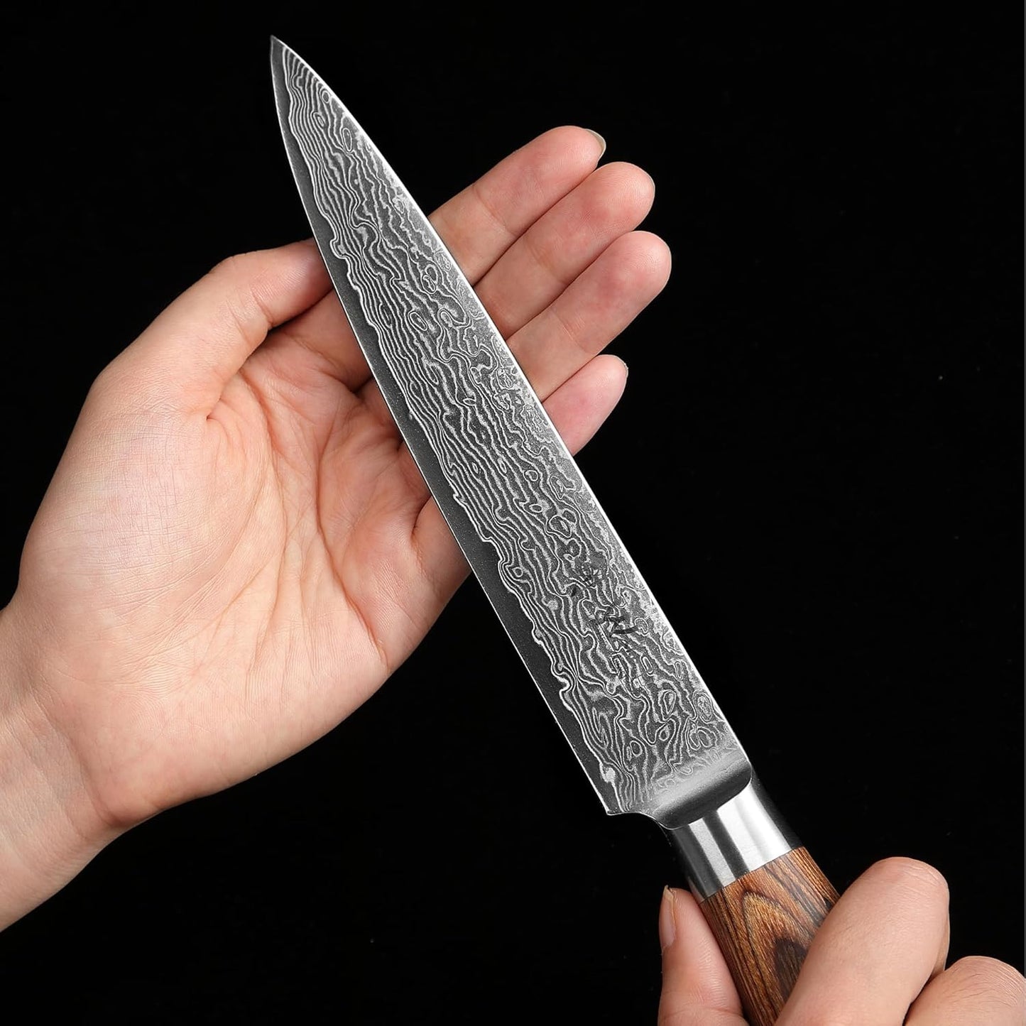 EDIB Pro Peeling Knife, 2.4" VG10 Damascus Blade, Pakkawood Handle | Peeling chef knife for apples, potatoes, citrus and tourné cuts, with close in-hand control for delicate shaping and trimming