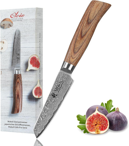 EDIB Pro Peeling Knife, 2.4" VG10 Damascus Blade, Pakkawood Handle | Peeling chef knife for apples, potatoes, citrus and tourné cuts, with close in-hand control for delicate shaping and trimming