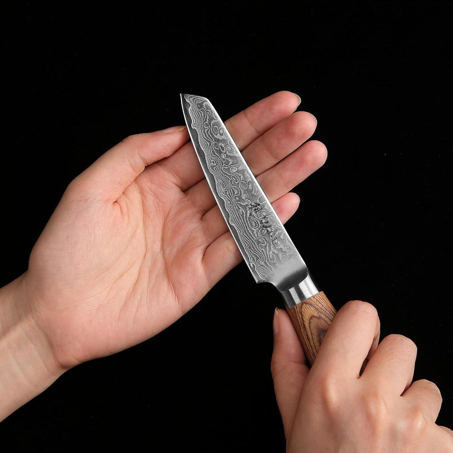 EDIB Pro Peeling Knife, 2.4" VG10 Damascus Blade, Pakkawood Handle | Peeling chef knife for apples, potatoes, citrus and tourné cuts, with close in-hand control for delicate shaping and trimming