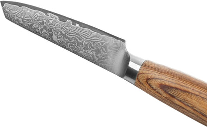 EDIB Pro Peeling Knife, 2.4" VG10 Damascus Blade, Pakkawood Handle | Peeling chef knife for apples, potatoes, citrus and tourné cuts, with close in-hand control for delicate shaping and trimming