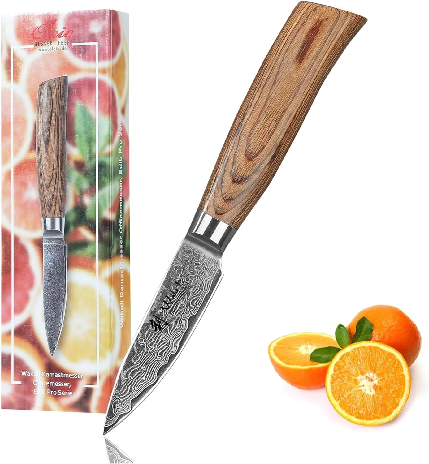 EDIB Pro Peeling Knife, 2.4" VG10 Damascus Blade, Pakkawood Handle | Peeling chef knife for apples, potatoes, citrus and tourné cuts, with close in-hand control for delicate shaping and trimming