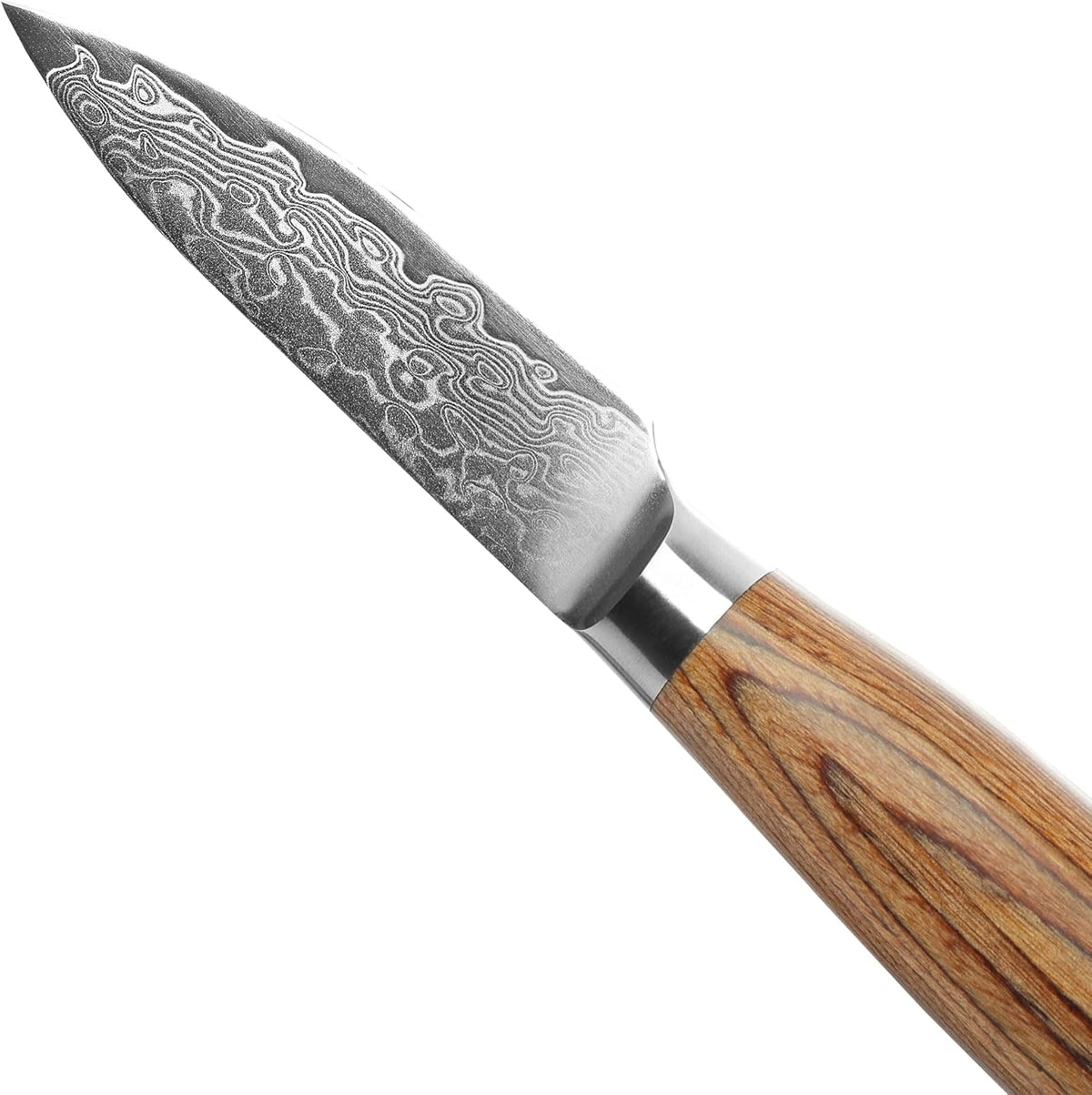 EDIB Pro Peeling Knife, 2.4" VG10 Damascus Blade, Pakkawood Handle | Peeling chef knife for apples, potatoes, citrus and tourné cuts, with close in-hand control for delicate shaping and trimming