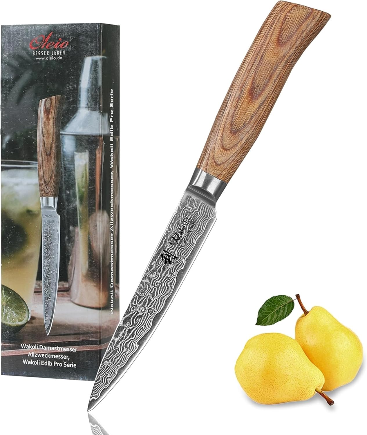 EDIB Pro Peeling Knife, 2.4" VG10 Damascus Blade, Pakkawood Handle | Peeling chef knife for apples, potatoes, citrus and tourné cuts, with close in-hand control for delicate shaping and trimming