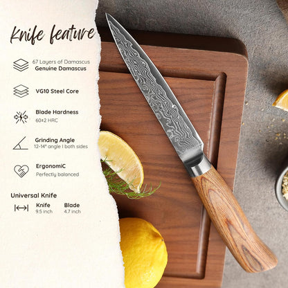 EDIB Pro Peeling Knife, 2.4" VG10 Damascus Blade, Pakkawood Handle | Peeling chef knife for apples, potatoes, citrus and tourné cuts, with close in-hand control for delicate shaping and trimming