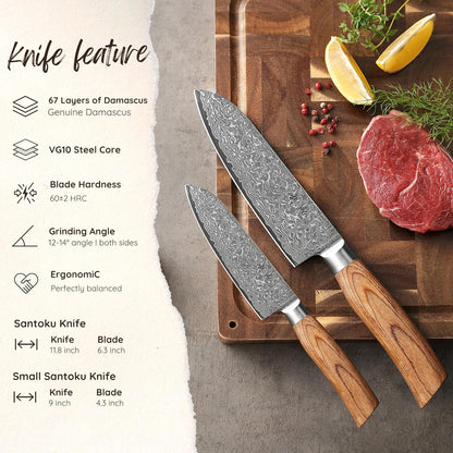EDIB Pro Peeling Knife, 2.4" VG10 Damascus Blade, Pakkawood Handle | Peeling chef knife for apples, potatoes, citrus and tourné cuts, with close in-hand control for delicate shaping and trimming