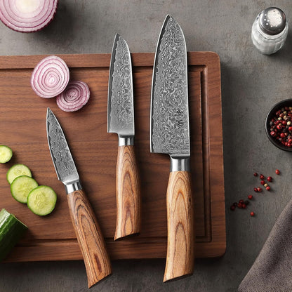 EDIB Pro Peeling Knife, 2.4" VG10 Damascus Blade, Pakkawood Handle | Peeling chef knife for apples, potatoes, citrus and tourné cuts, with close in-hand control for delicate shaping and trimming