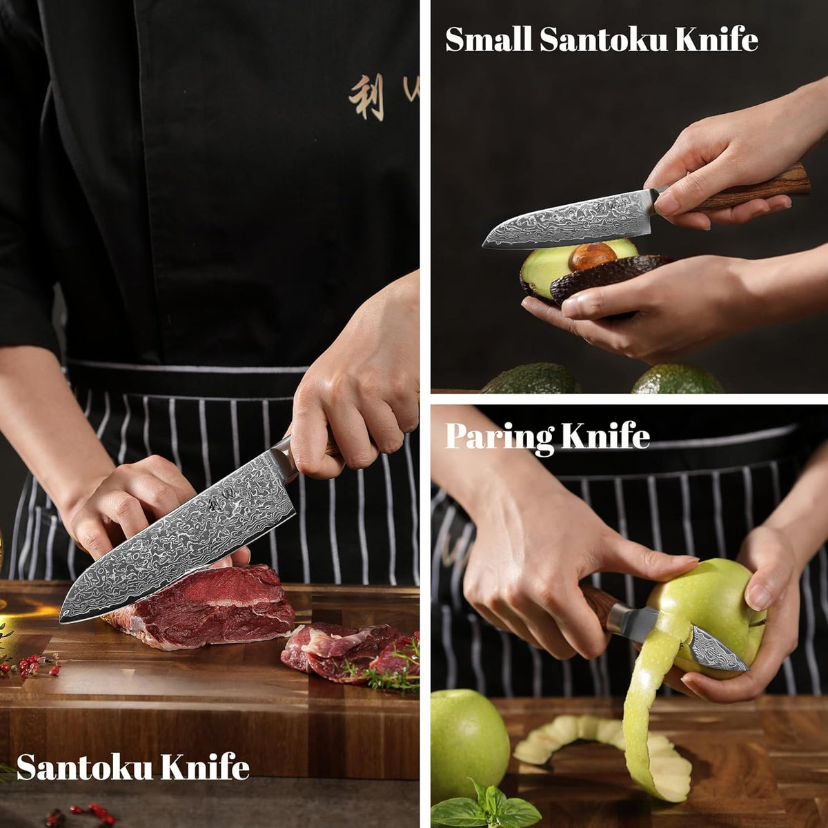 EDIB Pro Peeling Knife, 2.4" VG10 Damascus Blade, Pakkawood Handle | Peeling chef knife for apples, potatoes, citrus and tourné cuts, with close in-hand control for delicate shaping and trimming