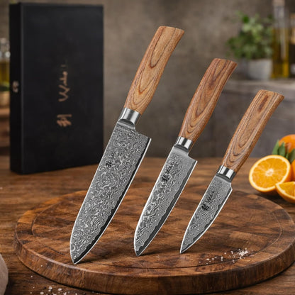 EDIB Pro Peeling Knife, 2.4" VG10 Damascus Blade, Pakkawood Handle | Peeling chef knife for apples, potatoes, citrus and tourné cuts, with close in-hand control for delicate shaping and trimming