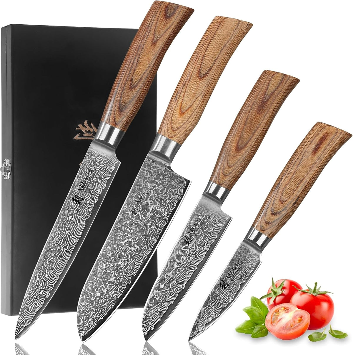 EDIB Pro Peeling Knife, 2.4" VG10 Damascus Blade, Pakkawood Handle | Peeling chef knife for apples, potatoes, citrus and tourné cuts, with close in-hand control for delicate shaping and trimming