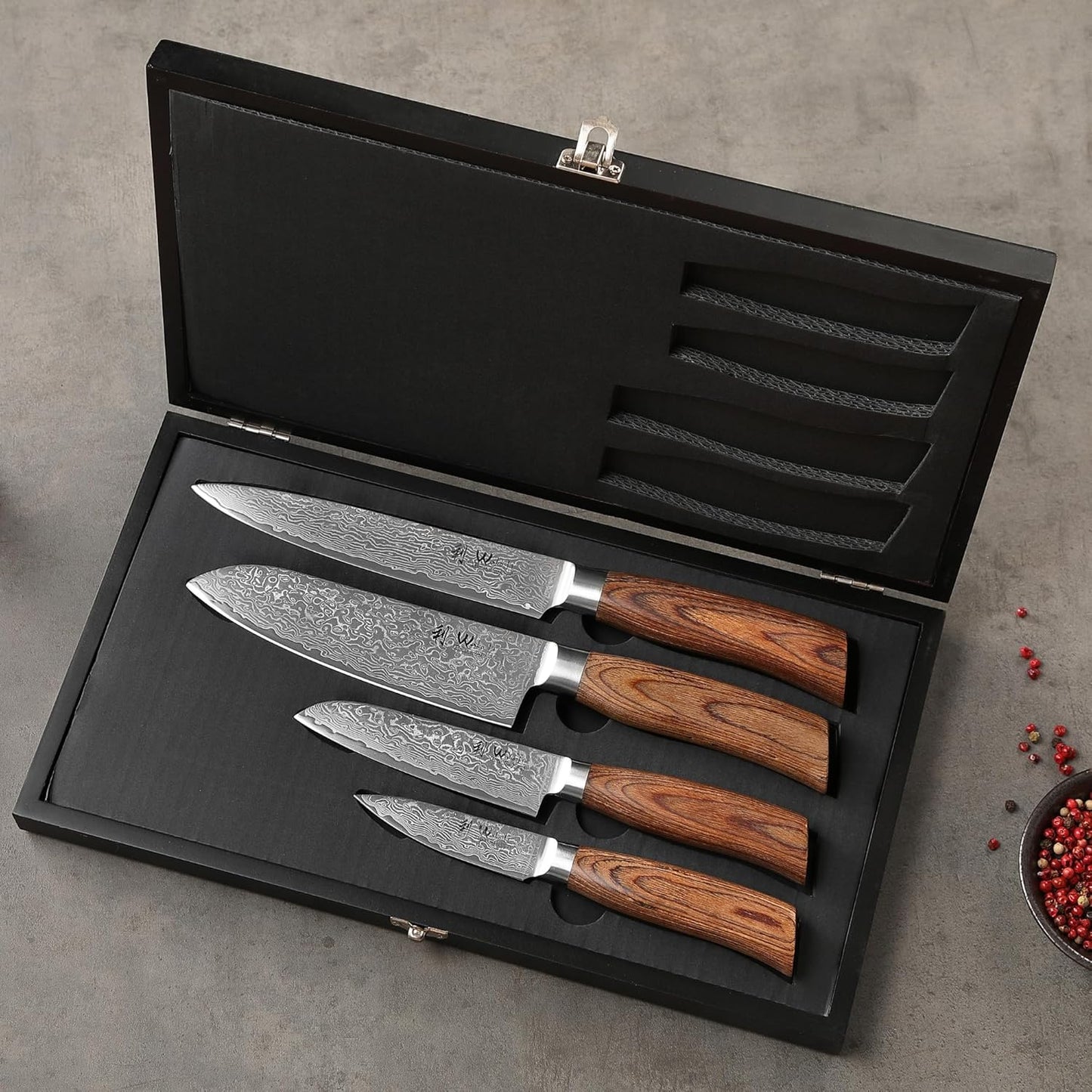 EDIB Pro Peeling Knife, 2.4" VG10 Damascus Blade, Pakkawood Handle | Peeling chef knife for apples, potatoes, citrus and tourné cuts, with close in-hand control for delicate shaping and trimming