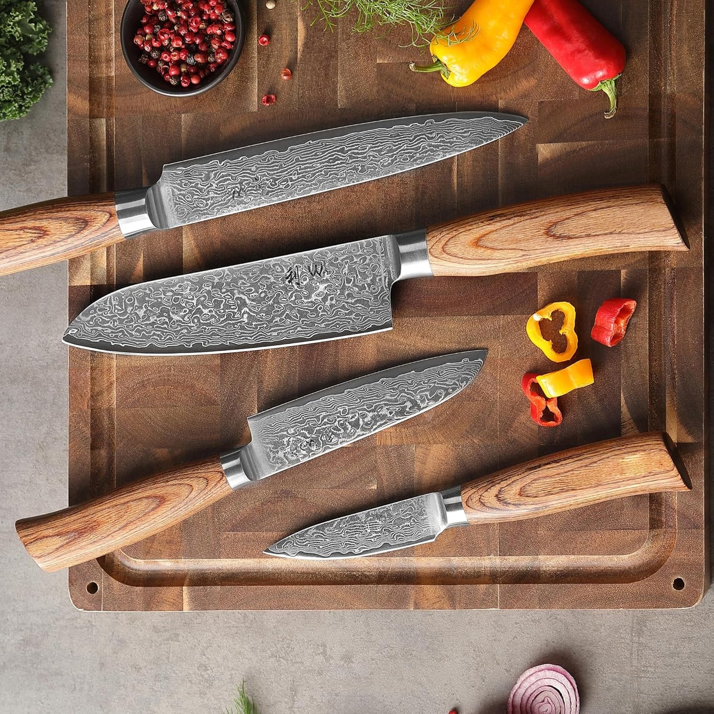 EDIB Pro Peeling Knife, 2.4" VG10 Damascus Blade, Pakkawood Handle | Peeling chef knife for apples, potatoes, citrus and tourné cuts, with close in-hand control for delicate shaping and trimming