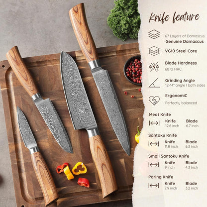 EDIB Pro Peeling Knife, 2.4" VG10 Damascus Blade, Pakkawood Handle | Peeling chef knife for apples, potatoes, citrus and tourné cuts, with close in-hand control for delicate shaping and trimming