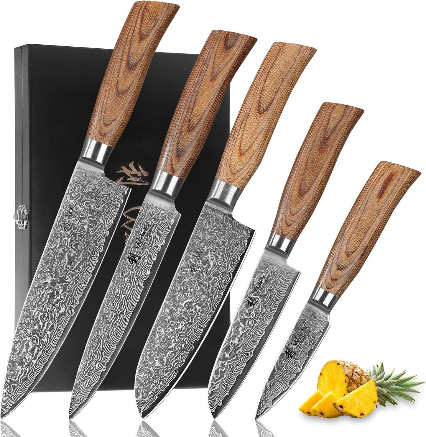 EDIB Pro Peeling Knife, 2.4" VG10 Damascus Blade, Pakkawood Handle | Peeling chef knife for apples, potatoes, citrus and tourné cuts, with close in-hand control for delicate shaping and trimming