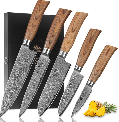 EDIB Pro Peeling Knife, 2.4" VG10 Damascus Blade, Pakkawood Handle | Peeling chef knife for apples, potatoes, citrus and tourné cuts, with close in-hand control for delicate shaping and trimming