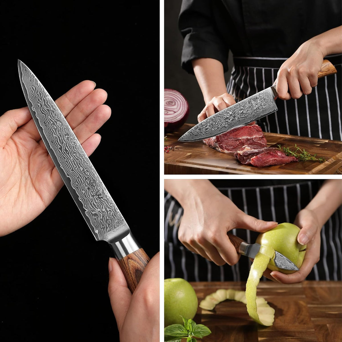 EDIB Pro Peeling Knife, 2.4" VG10 Damascus Blade, Pakkawood Handle | Peeling chef knife for apples, potatoes, citrus and tourné cuts, with close in-hand control for delicate shaping and trimming
