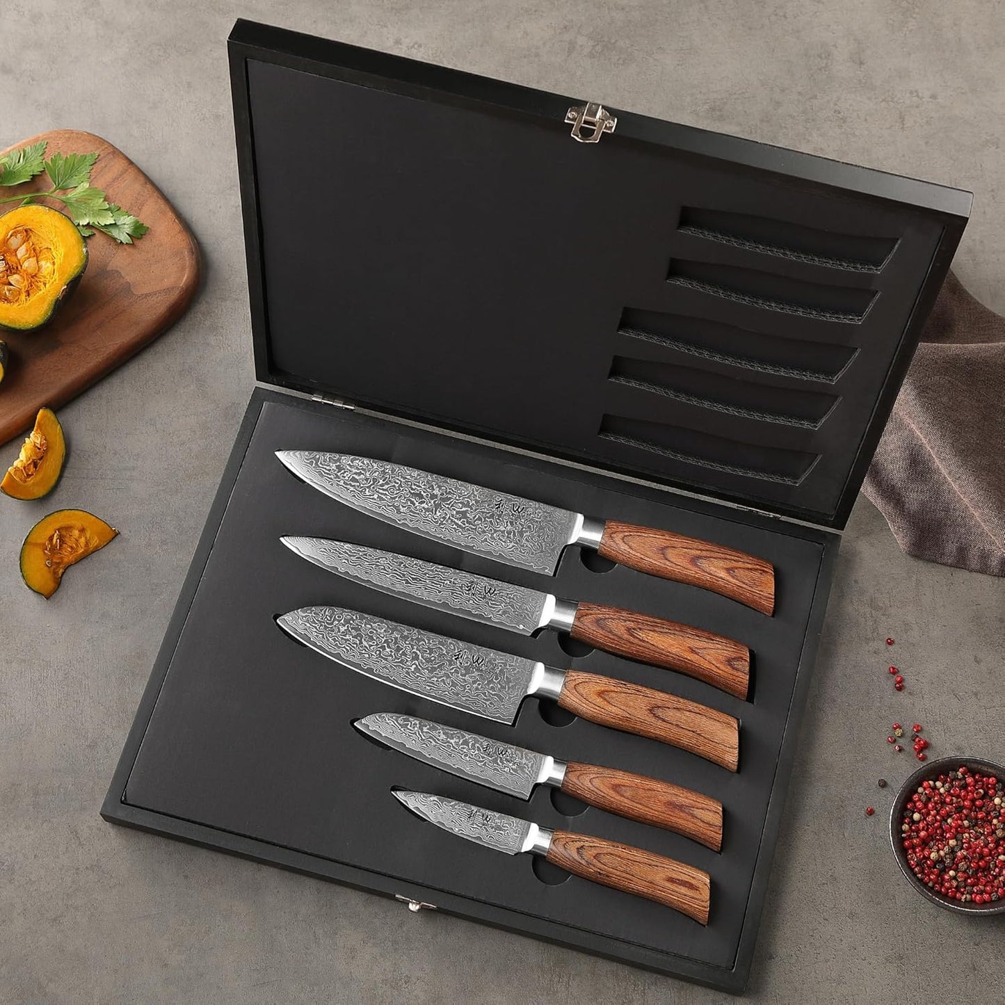 EDIB Pro Peeling Knife, 2.4" VG10 Damascus Blade, Pakkawood Handle | Peeling chef knife for apples, potatoes, citrus and tourné cuts, with close in-hand control for delicate shaping and trimming