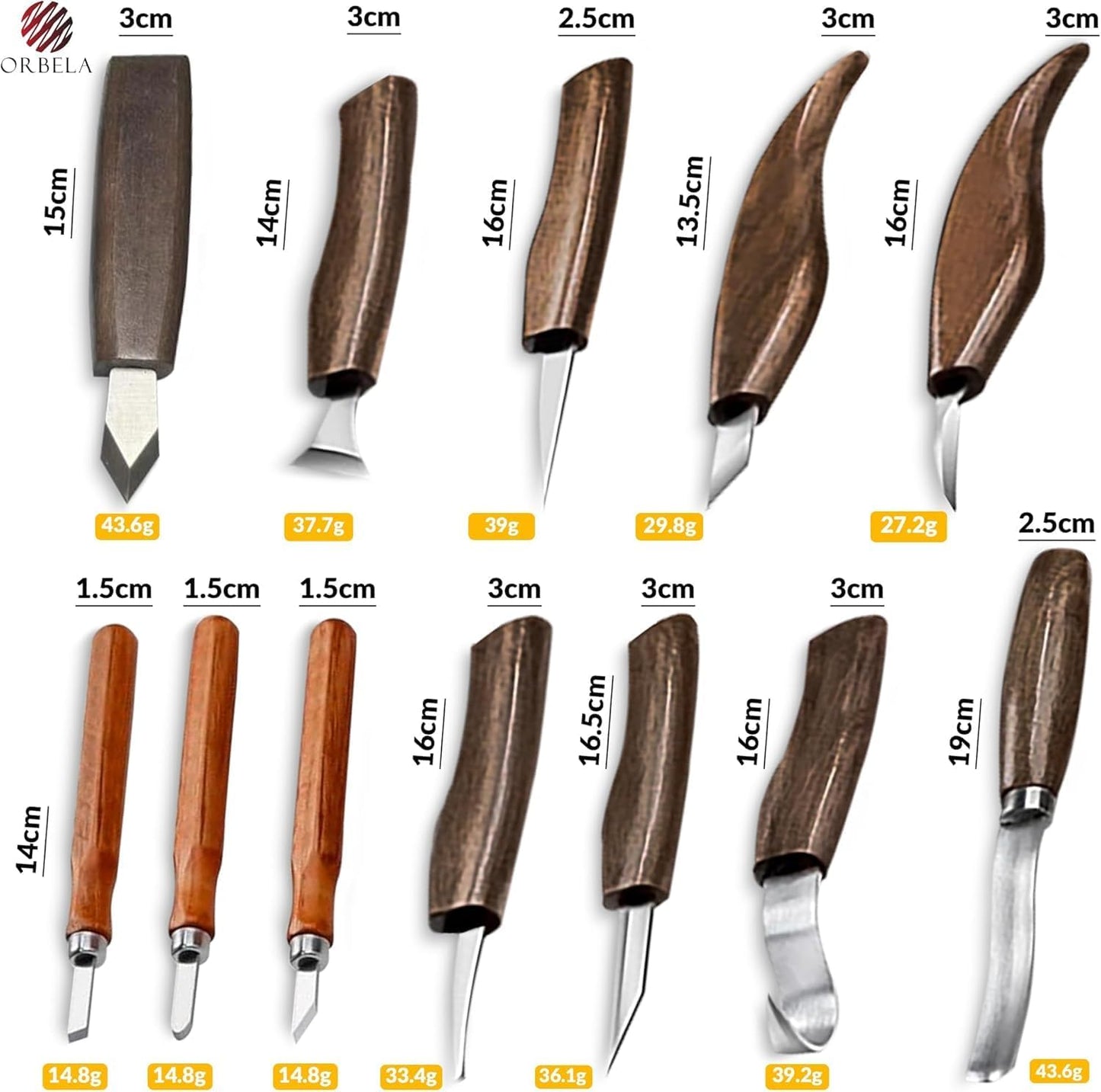 16PCS Wood Carving Tools Set Heavy Duty with Leather Roll Bag - Complete Wood Carving Kit for Beginners & Experts, Whittling Knives, Wood Carving Chisels, Sharpening Strop, Gloves Woodworking
