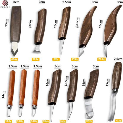 16PCS Wood Carving Tools Set Heavy Duty with Leather Roll Bag - Complete Wood Carving Kit for Beginners & Experts, Whittling Knives, Wood Carving Chisels, Sharpening Strop, Gloves Woodworking