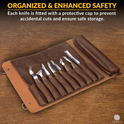 16PCS Wood Carving Tools Set Heavy Duty with Leather Roll Bag - Complete Wood Carving Kit for Beginners & Experts, Whittling Knives, Wood Carving Chisels, Sharpening Strop, Gloves Woodworking
