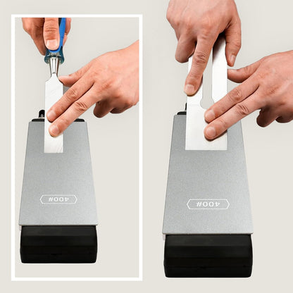 Double-sided Diamond Sharpening Stone Set – Coarse 400 & Fine 1200 Grit – Durable & Rust-Proof with Sharpening Stone Holder and Angle Guide(8 x 3 Inch)