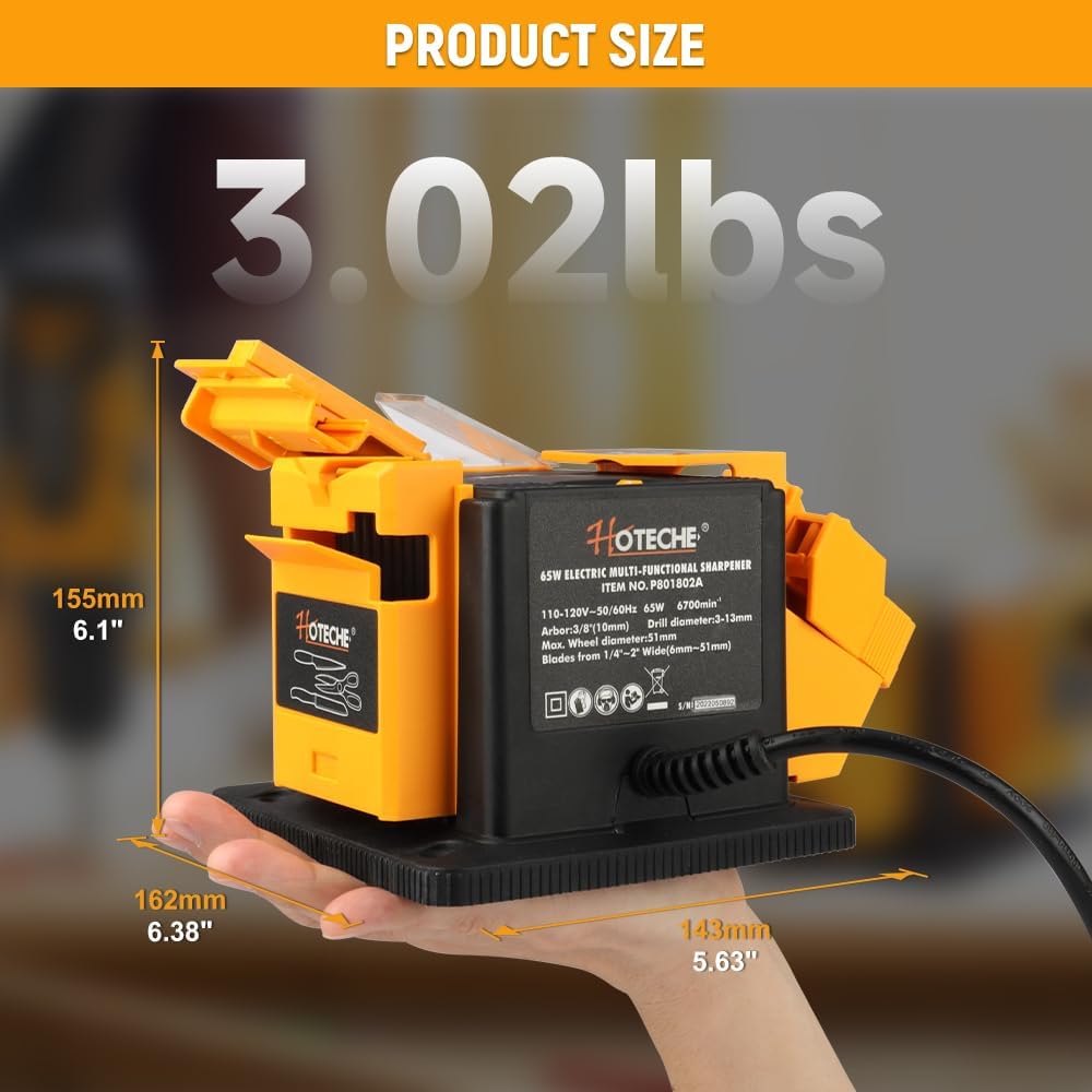 3-in-1 Electric Multi-Functional Sharpener 65W Universal Sharpening Station Grinding Machine for Knives, Drills, Chisels, and Scissors