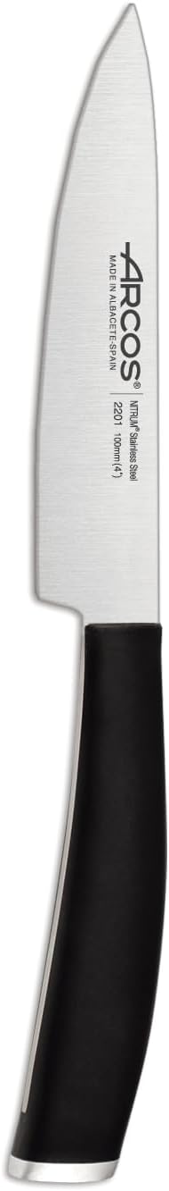 Paring knife 4 inches Nitrum Stainless Steel.Paring Knife for Peeling Fruits and Vegetables. Ergonomic Polypropylene Black Handle. Series Tango