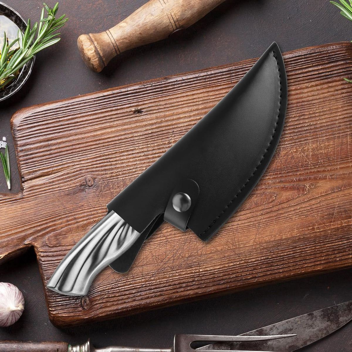 6 Inch PU Leather Knife Sheath for Matsato Knives, Universal PU Leather Sheath with Belt Loop for Kitchen Chef and Boning Knives, Suitable for Knives with Blade Lengths of 6in/15.24cm or Less (6in Brown 1pc)