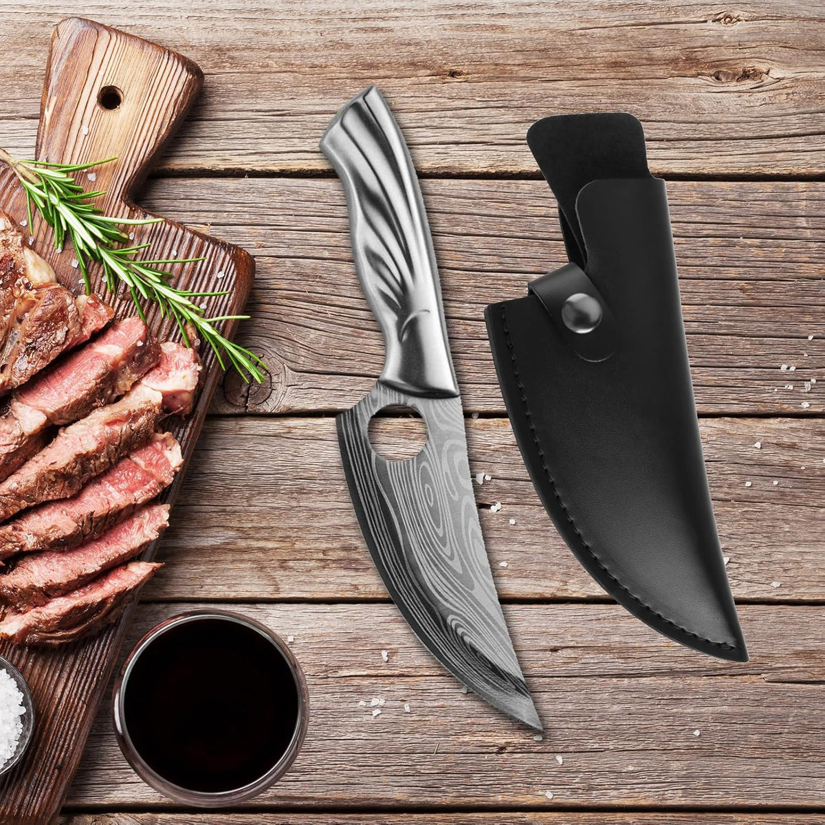 6 Inch PU Leather Knife Sheath for Matsato Knives, Universal PU Leather Sheath with Belt Loop for Kitchen Chef and Boning Knives, Suitable for Knives with Blade Lengths of 6in/15.24cm or Less (6in Brown 1pc)