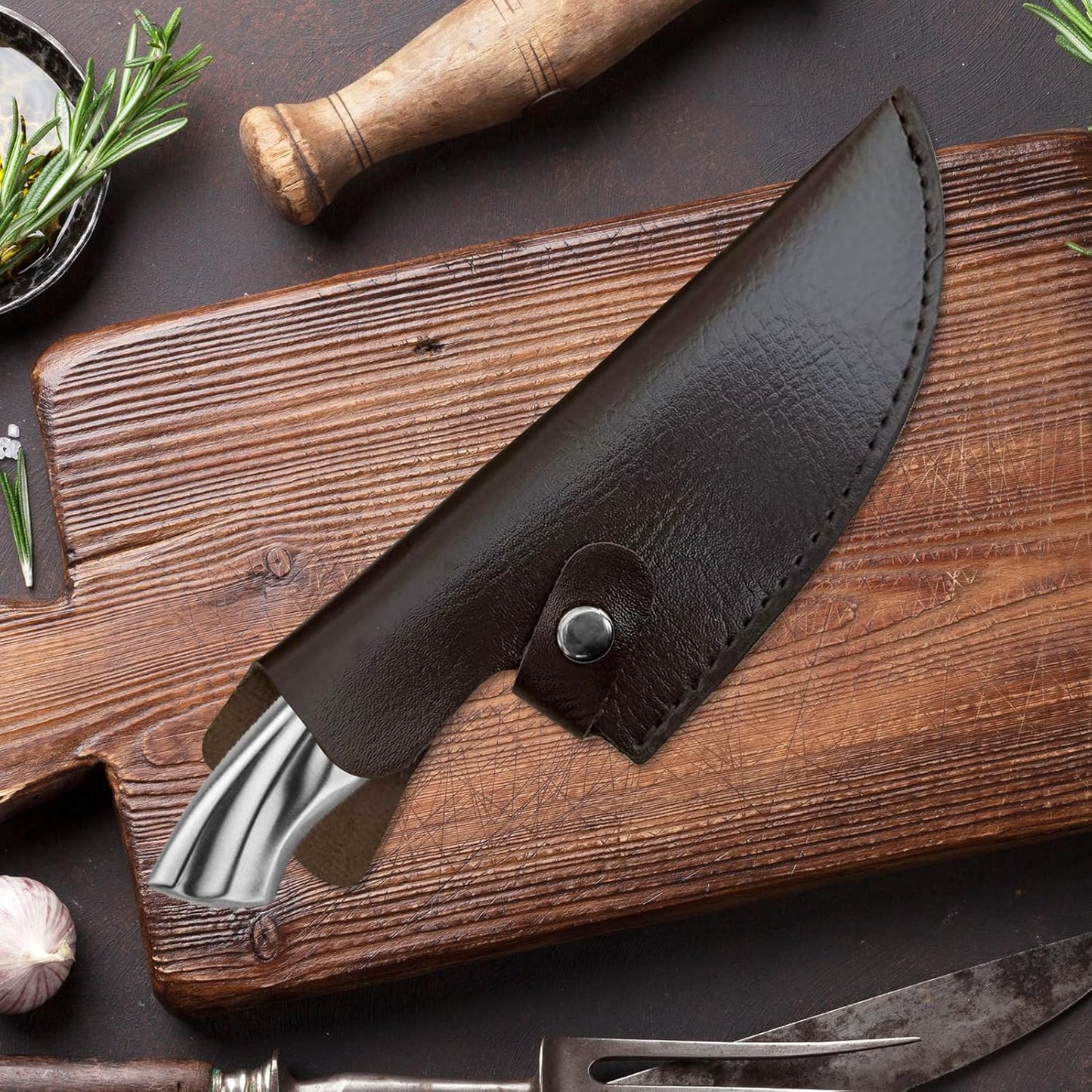 6 Inch PU Leather Knife Sheath for Matsato Knives, Universal PU Leather Sheath with Belt Loop for Kitchen Chef and Boning Knives, Suitable for Knives with Blade Lengths of 6in/15.24cm or Less (6in Brown 1pc)